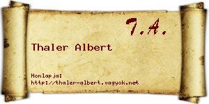 Thaler Albert névjegykártya